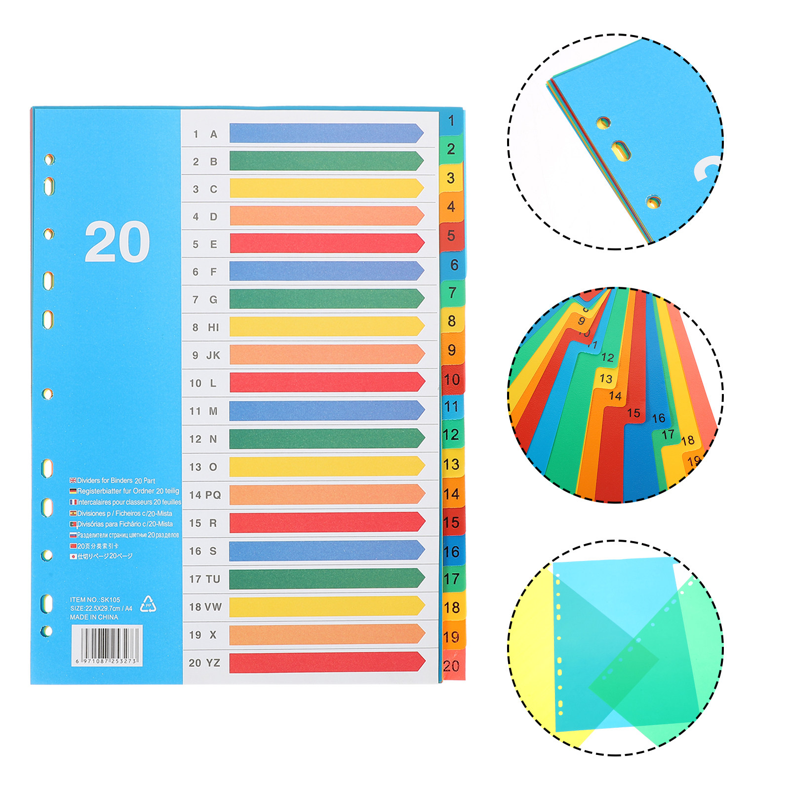 Tab Divider A4 - 5 Divisores de Plástico PP Premium,